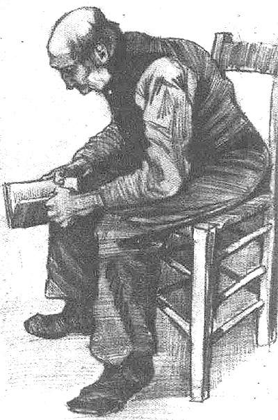 By Van Gogh - Bald man reading