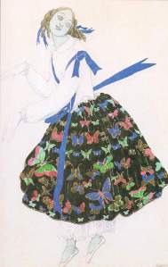 By Bakst, L. - Girl wearing a butterfly motif skirt
