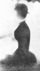 By Seurat - Detail of a lady. One of the preparatory drafts to 'The Grande Jatte'