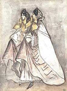 By Guys, Constantin - Two ladies with yellow ribbons hold their dresses