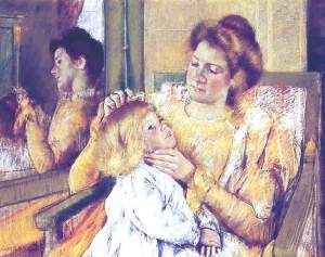 By Cassatt, Mary - A woman combs her daughter