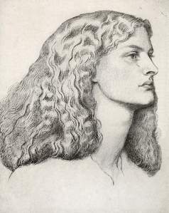 By Rossetti, Dante G.- Girl seen in profile