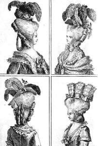 By unknown author (18th century. Europe) - Four hairstyles of the age to make the figure higher