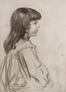 By Steinlen - Seated girl seen in profile
