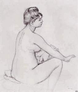 By Renoir - Naked woman sitting right profile wiping his arm
