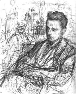 By Pasternak, L. - The poet Rainer Maria Rilke near the Red Square and the Kremlin in the background