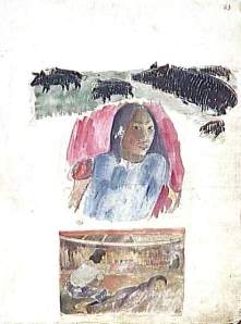 By Gauguin - The black wild boars and the night meeting