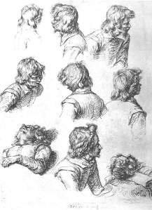 By De Gheyn II - Studis of the hair of a man