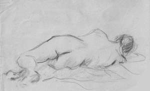 By myself - A reclining girl seen from rear