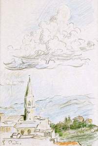 By Cros, Henri E. - Clouds over a village