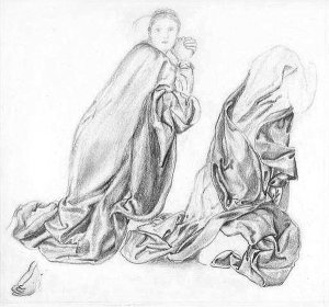 By Burne Jones, E. - Drapery studies for madonna