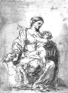 By Murillo - The child on the lap of the madonna