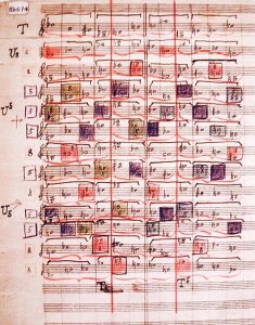 By Arnold Schoenberg - A sheet music colored by the composer