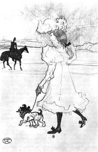 By Toulouse-Lautrec - Girl walking with her dog