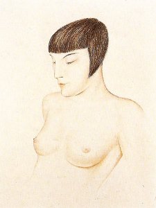 By Schad, Christian - A woman with hair in a boyish style, short bangs and sideburns