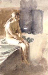 By Zorn, Anders - Seated girl in the bathroom