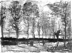 By Van Gogh - Study of a grove with walkers