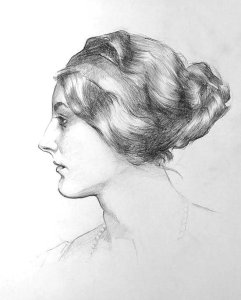 By Singer Sargent - The profile of a woman with chignon