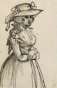 By West, Benjamin - A woman wears a hat with ribbons