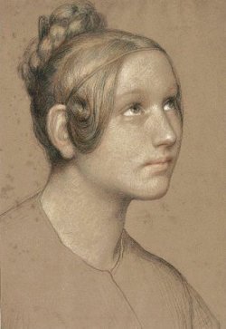 By Ellenrieder, Marie - Portrait of a girl raising her gaze 