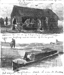 By Van Gogh - Sketches of labourers in a hut and on a barge