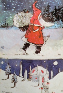 By Tolkien, John R. R. - Two sketches depicting Santa and his special house